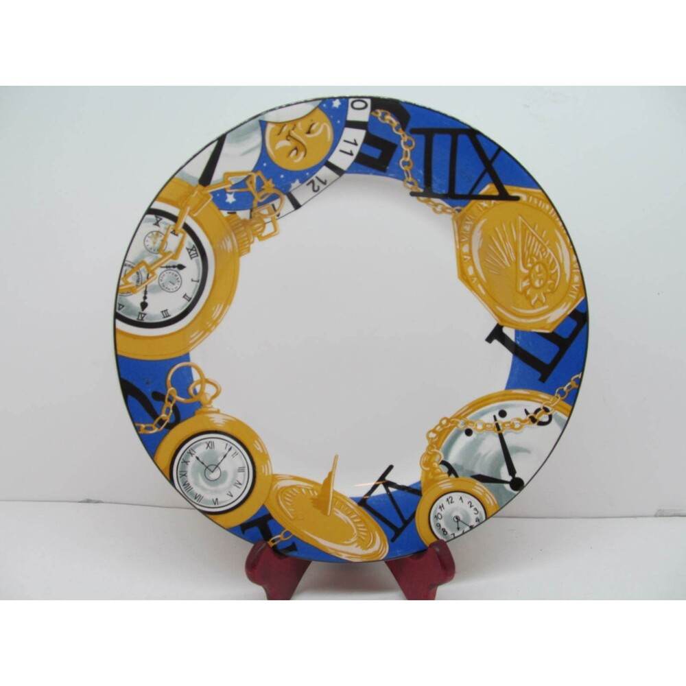 Furio Contemporary Casuals Clock Timepiece 10 5/8" Dinner Plate EUC